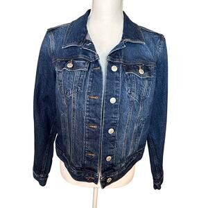 Loft women's denim jean jacket medium wash with fading size M